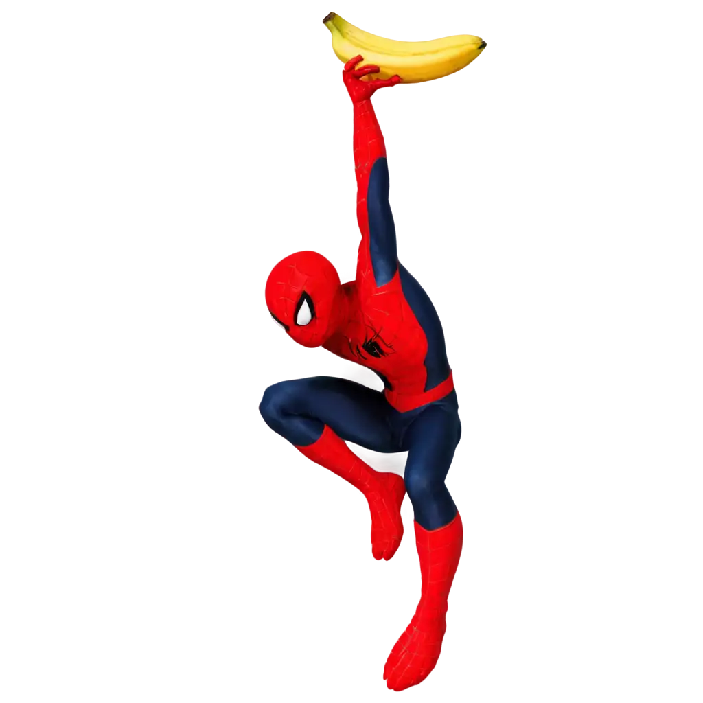 Spiderman-Flying-with-a-Banana-PNG-Image-HighQuality-Transparent-Format-for-Creative-Uses