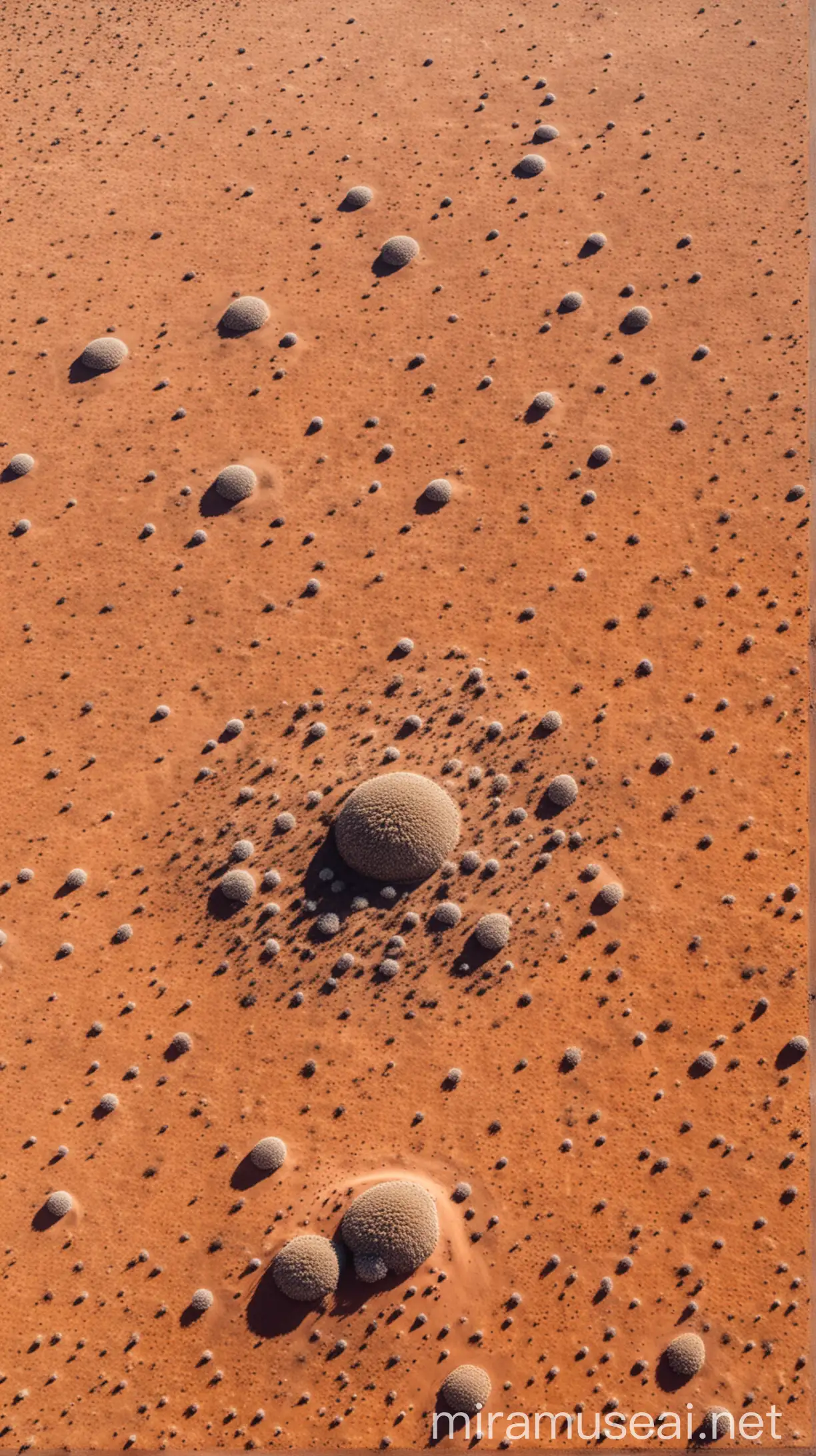 Aerial View of Namib Desert Fairy Circles Landscape