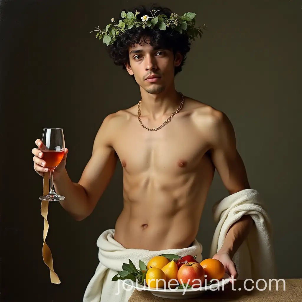 Young-Man-with-Wine-Cup-and-Fruit-Plate-Natural-Light-Portrait
