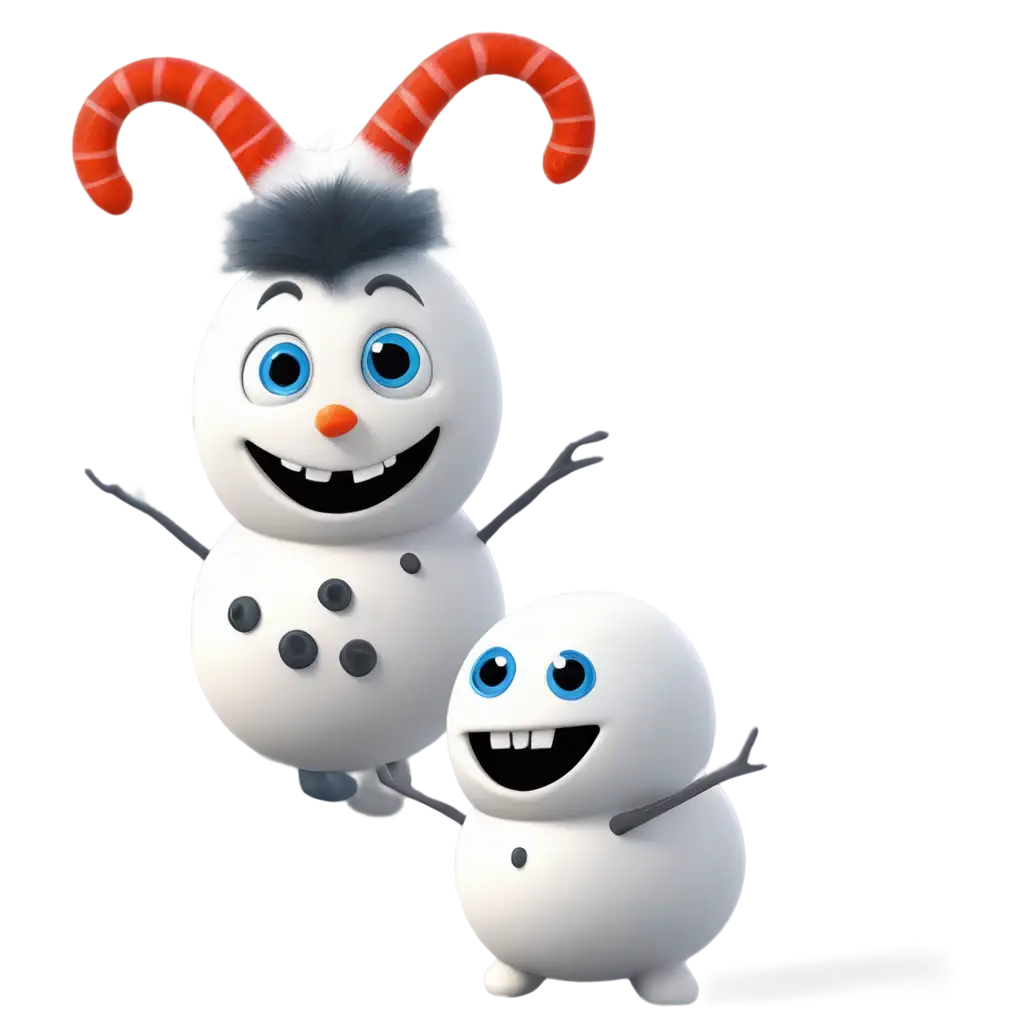 Cute-Monsters-vs-Snowmen-3D-PNG-Image-for-Fun-and-Festive-Designs