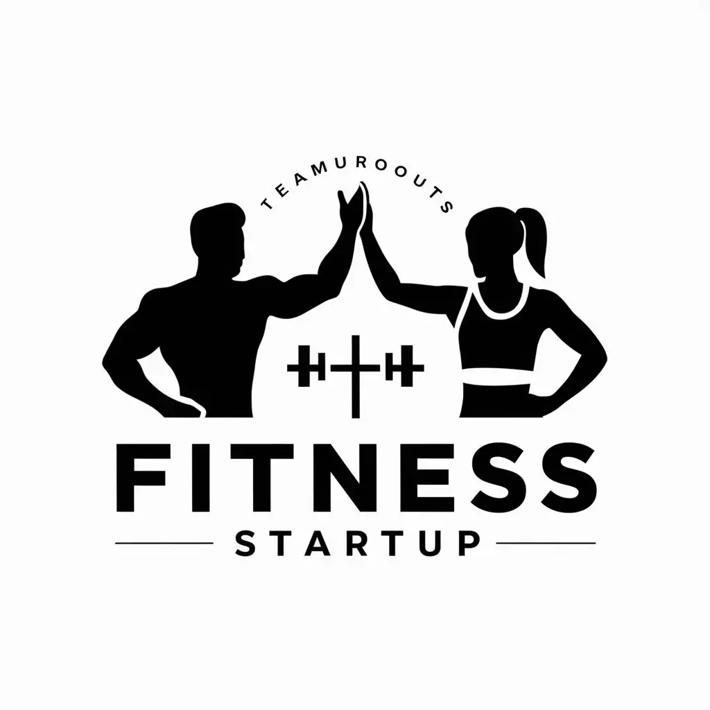 LOGO Design for Fitness Startup Minimalist Monochrome Symbol of Teamwork in Fitness