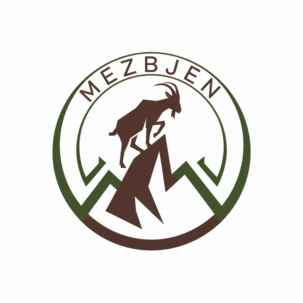 LOGO Design For MEZBJEN Geometric Mountain Goat Logo in Earth Tones