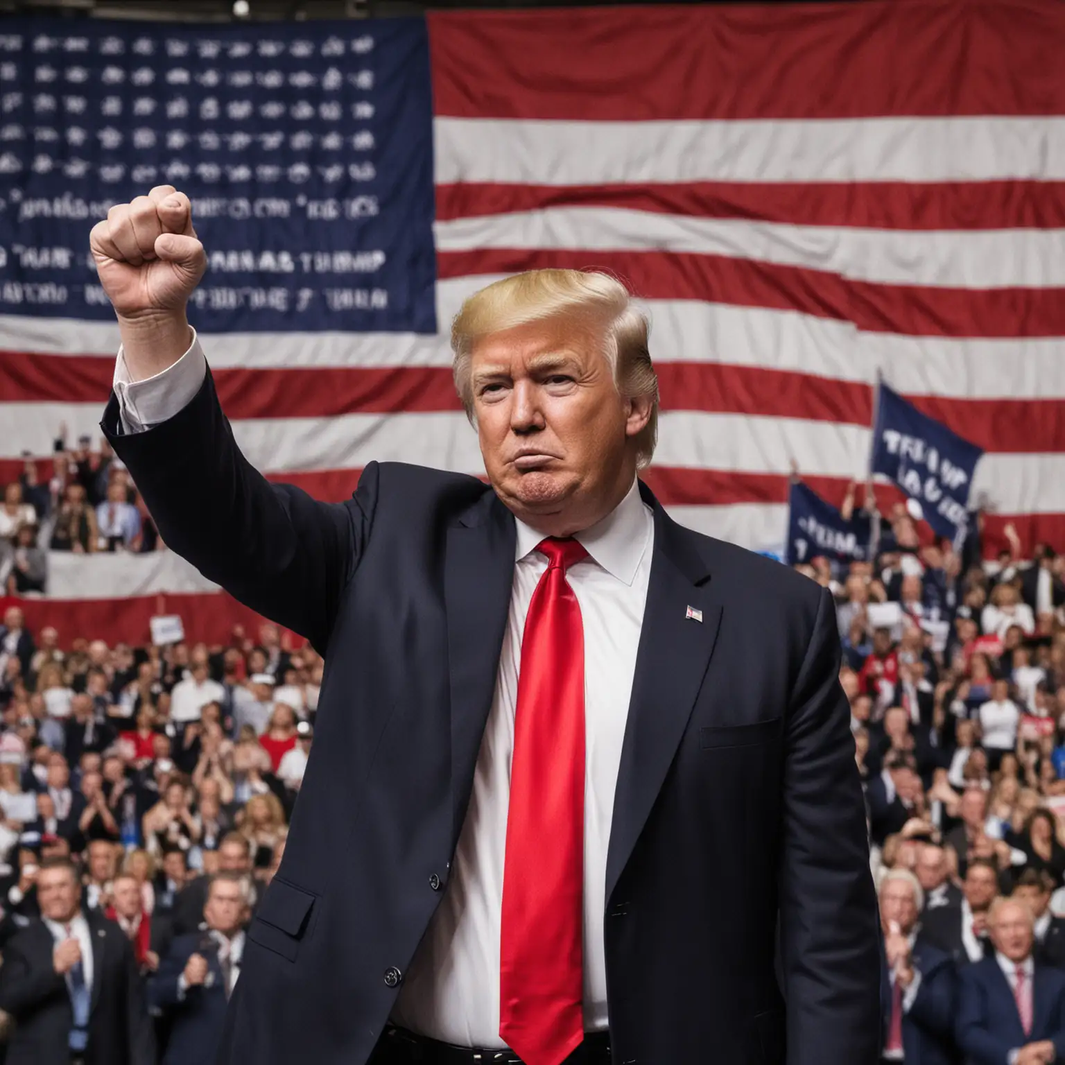 Donald Trump Demonstrating Patriotism at Political Conference