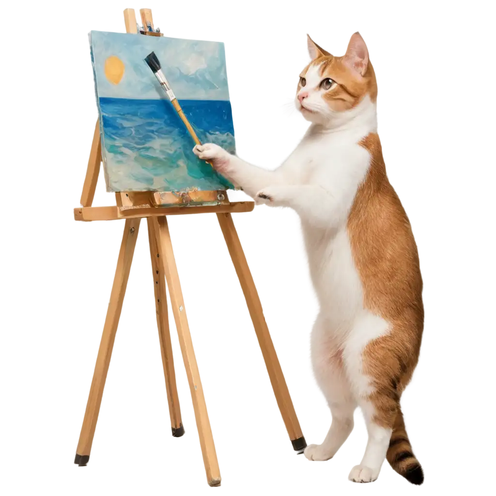 Painter-Cat-in-Small-Studio-PNG-Image-for-Creative-Artwork