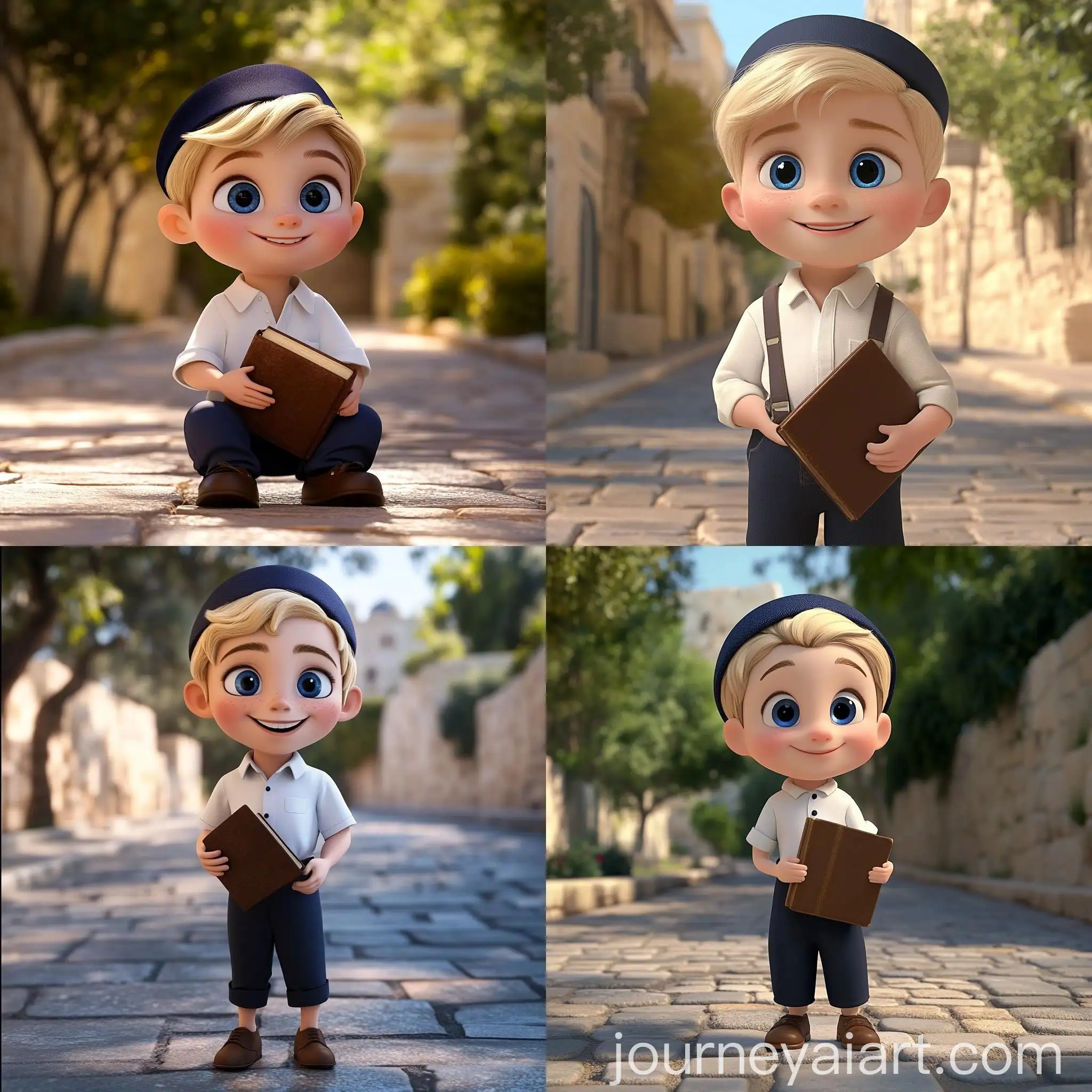 Cute-Cartoon-Boy-with-Book-on-Jerusalem-Street