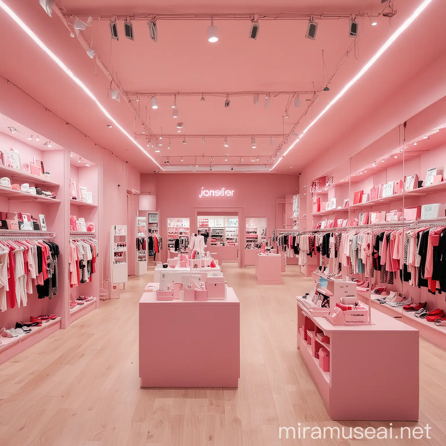 Womens Pink Retail Store Interior with Fashion Displays