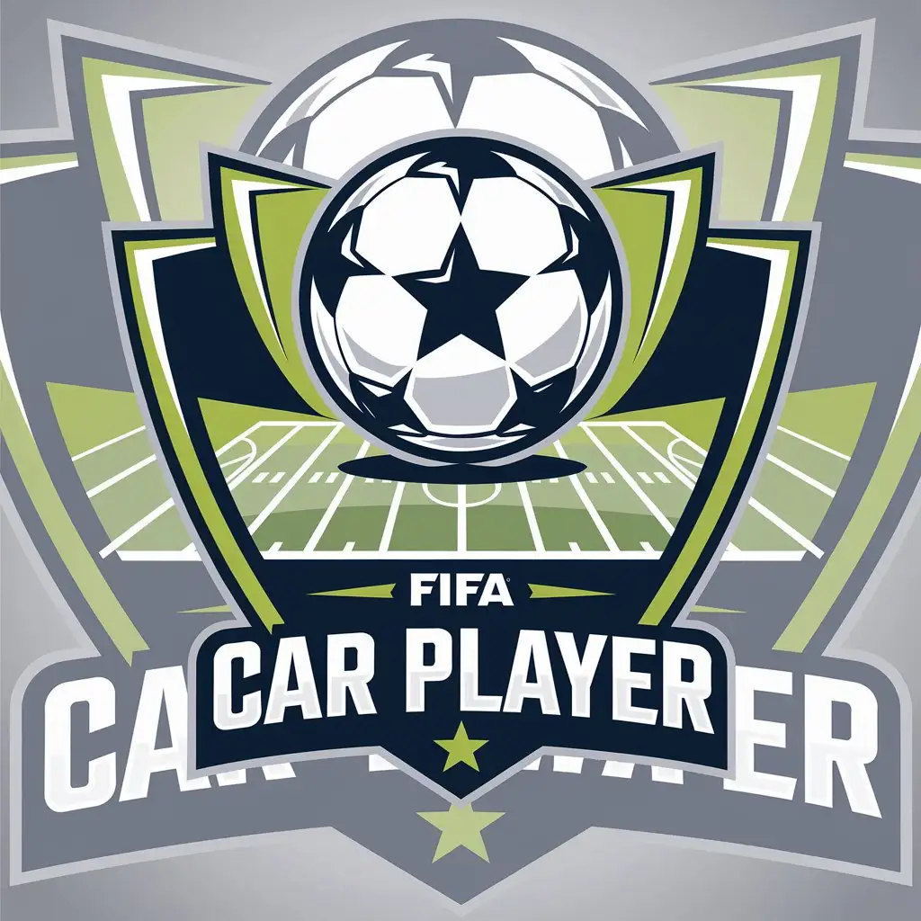 a vector logo design,with the text "FIFA Car player", main symbol:Football ball in field,Moderate,clear background