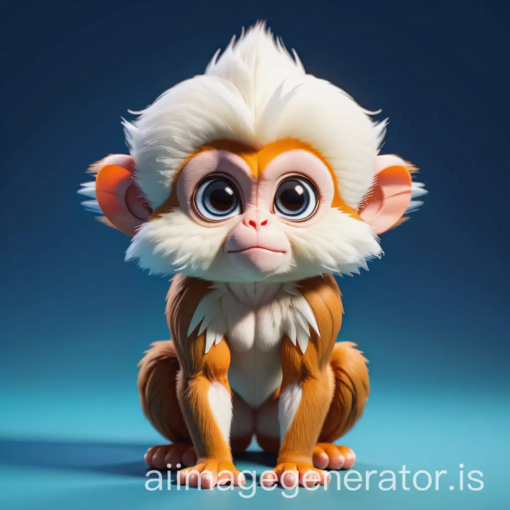 WhiteHeaded-Leaf-Monkey-in-3D-Anime-Style-on-Blue-Background