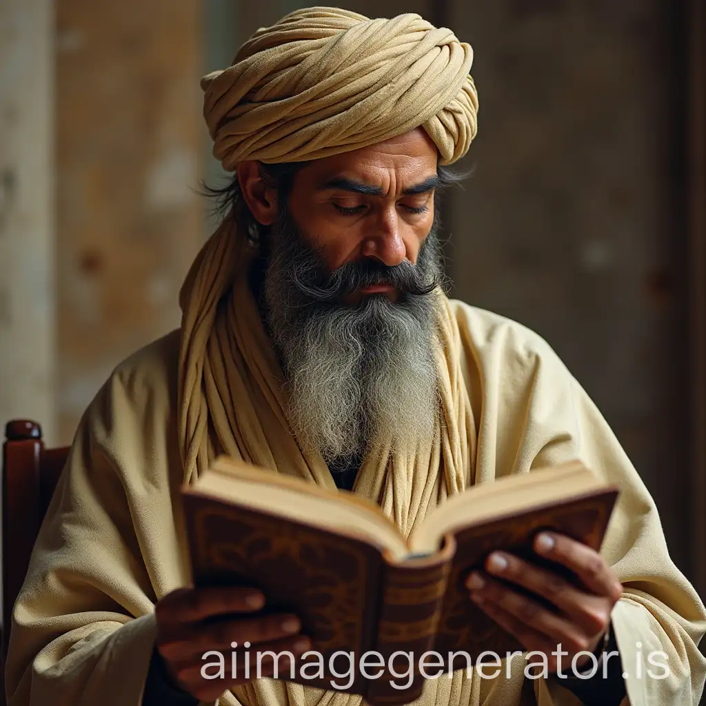 Man-in-Turban-Reading-a-Book-of-Poems