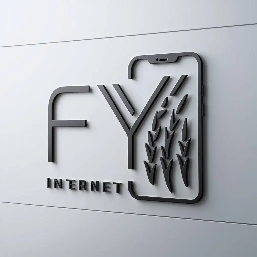 a logo design,with the text "FY", main symbol:Rice fields, smartphone,Minimalistic,be used in Internet industry,clear background