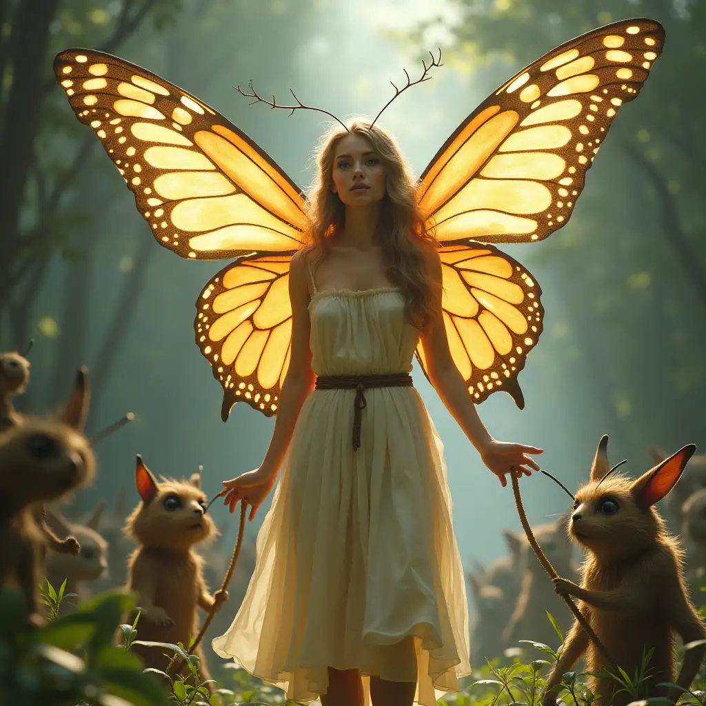 Powerful-Female-Faerie-with-Butterfly-Wings-Overseeing-a-Group-of-Misfits