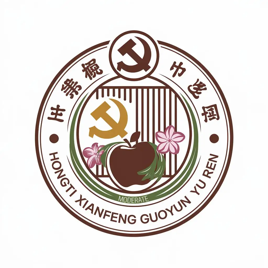 LOGO-Design-for-Hongti-Xianfeng-Guoyun-Yu-Ren-Blending-Chinese-Communist-Party-Emblem-Apple-and-Osmanthus-with-Educational-Clarity