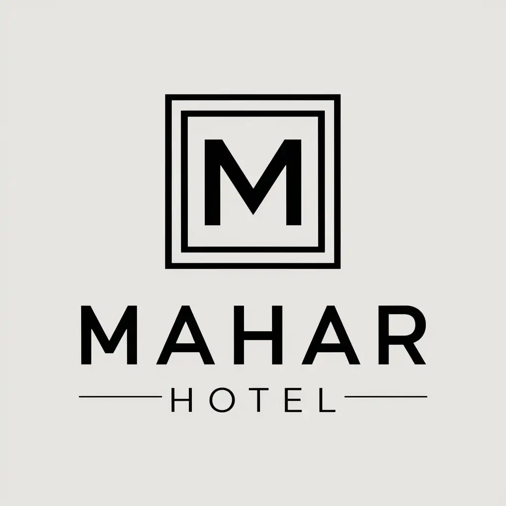 a vector logo design,with the text "Mahar hotel", main symbol:Square luxury large simple,Moderate,be used in Travel industry,clear background