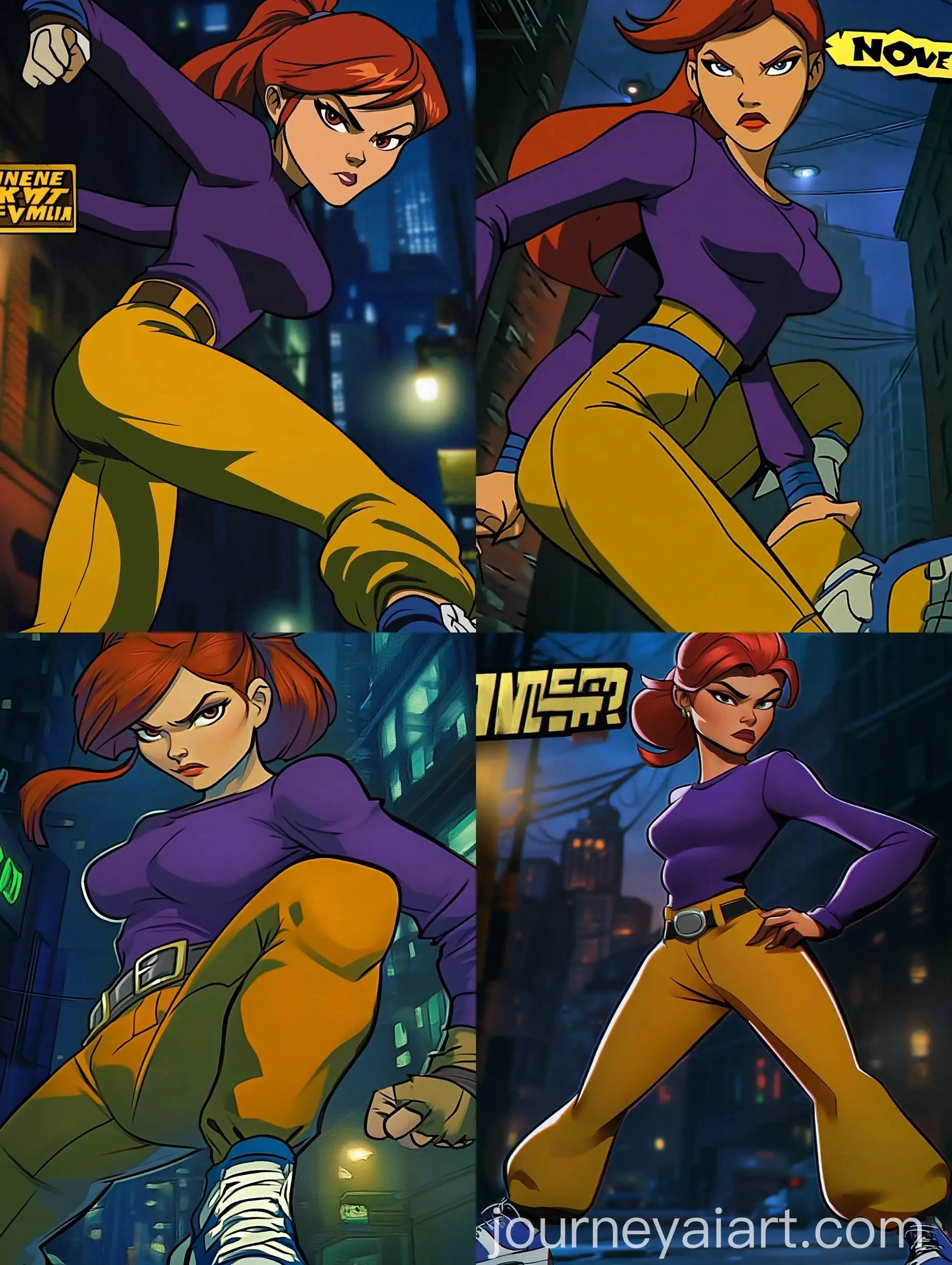 April-ONeal-Evil-Stance-in-Dark-Night-New-York-Street