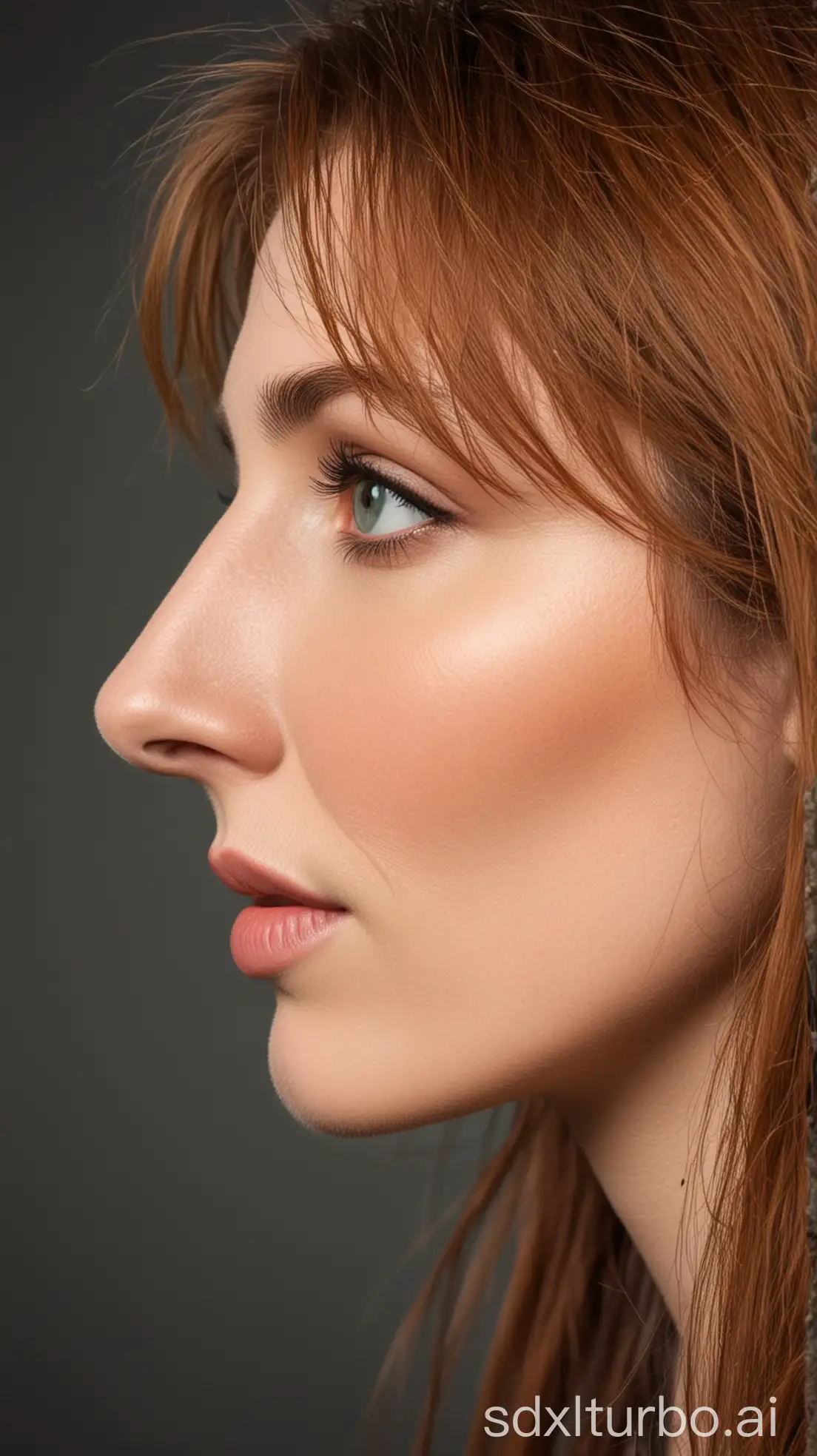 Side-Profile-of-a-Beautiful-Irish-Woman-with-Sharp-Nose