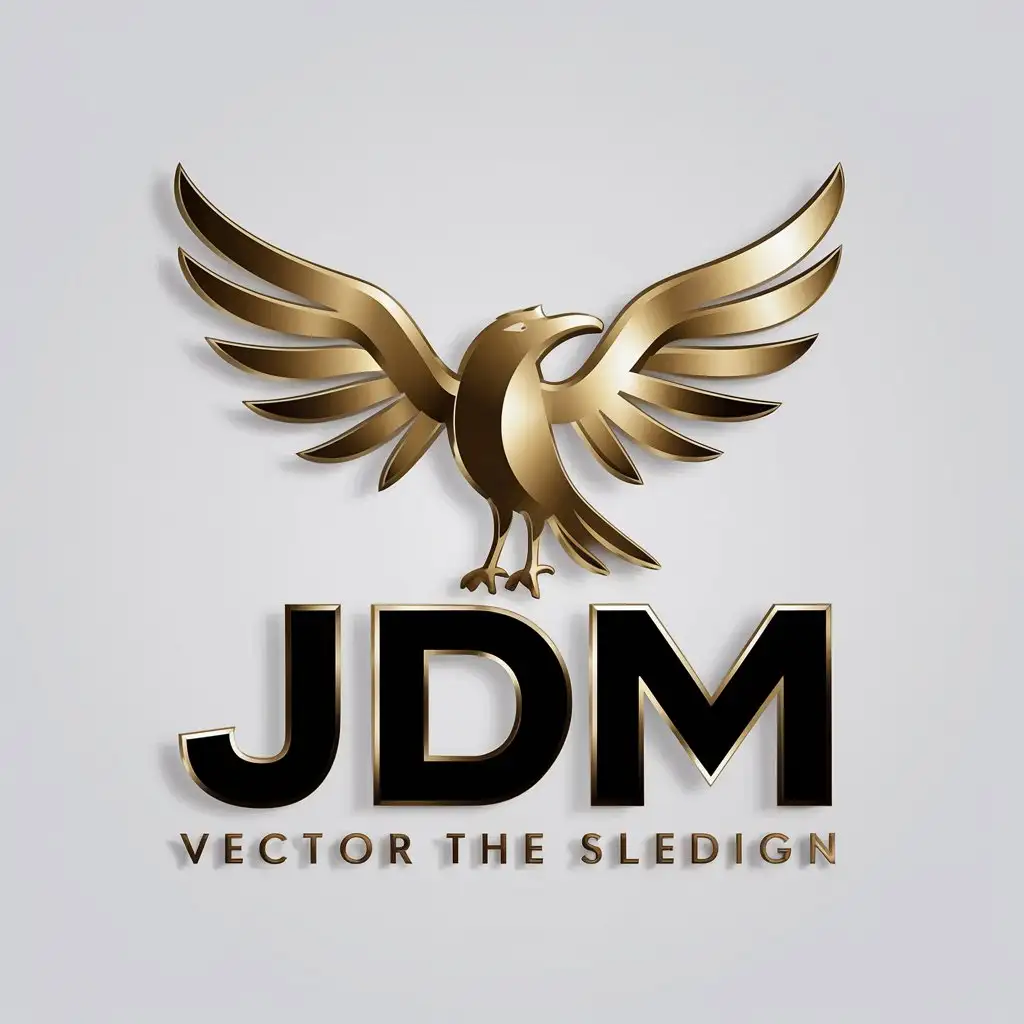 LOGO Design For JDM 3D Crow in Gold with Modern Typography