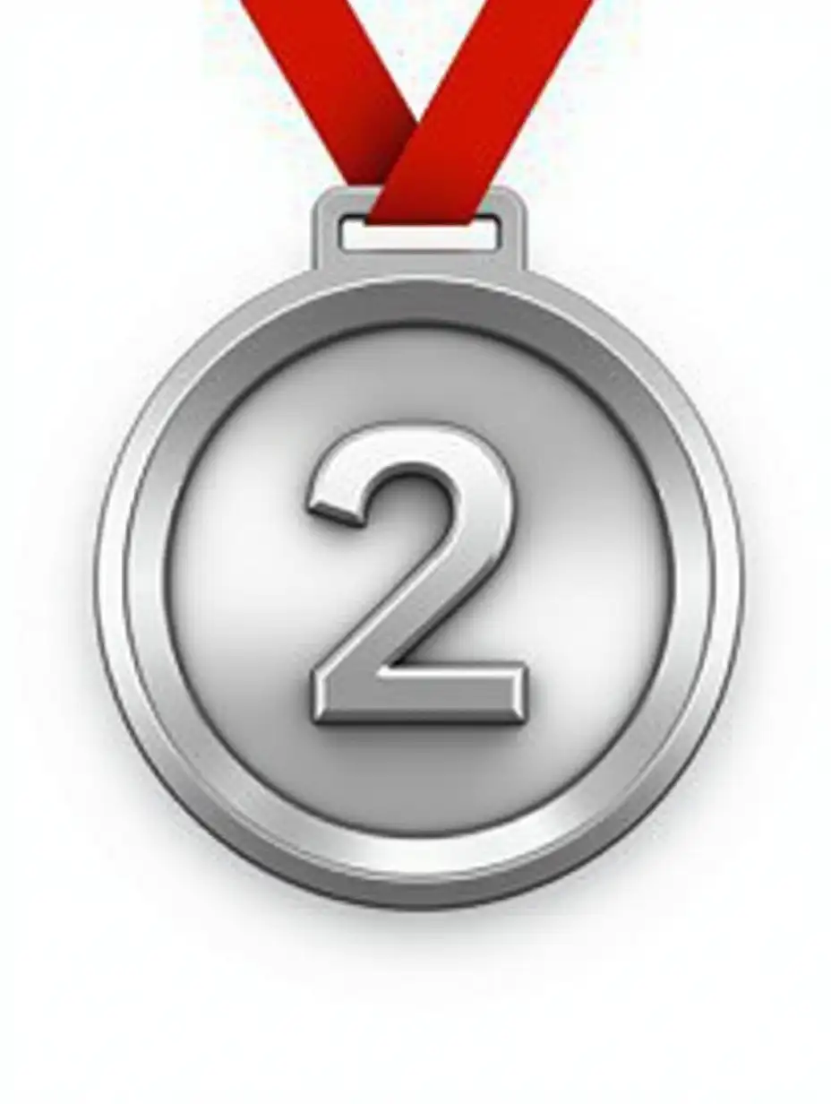 Silver-Medal-with-Number-Two-Centered-Transparent-Background