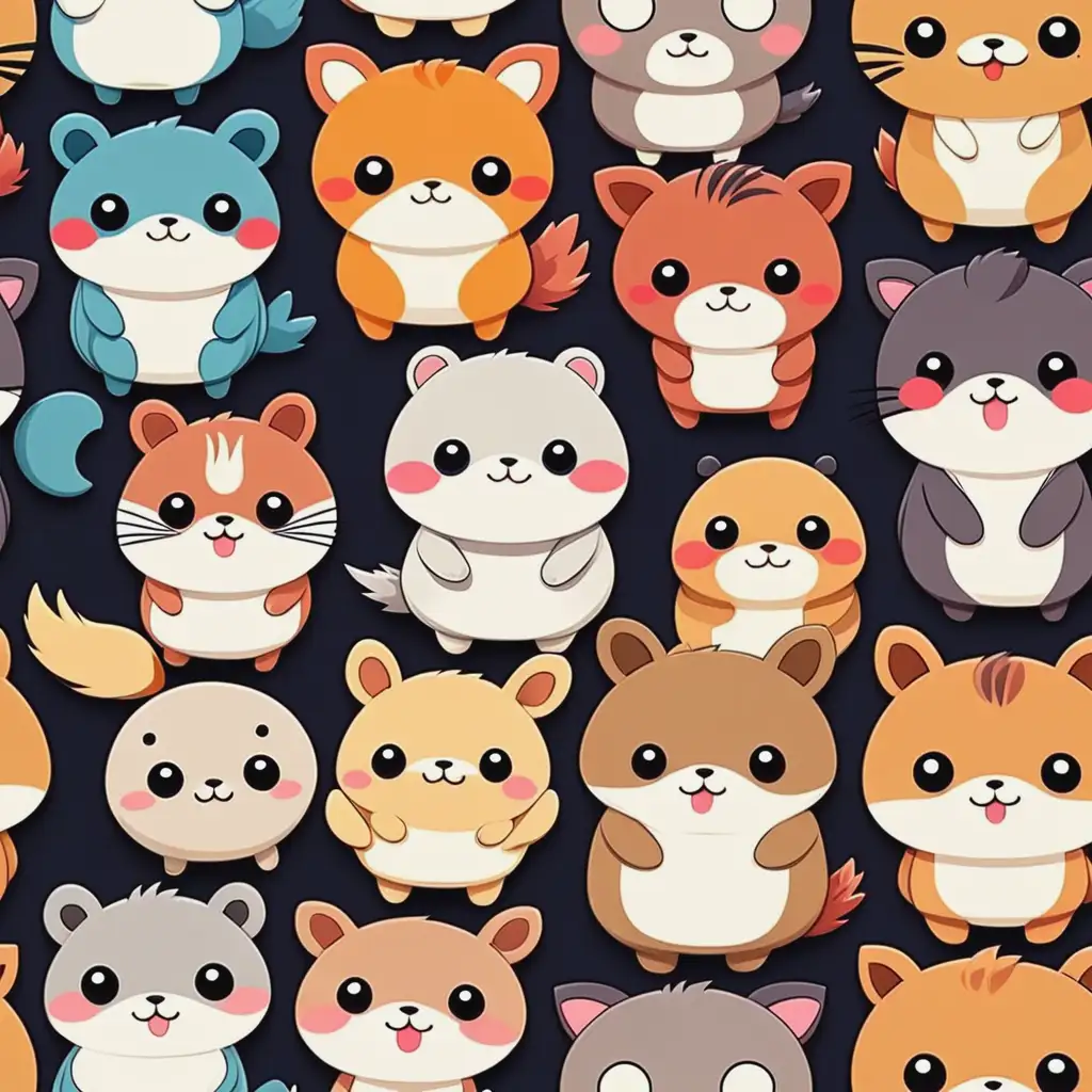 Japanese Anime Cute Cartoon Animal on Plain Background