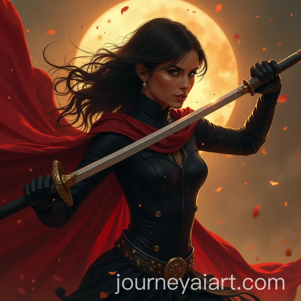 Woman-Dressed-as-Zorro-Swiping-Sword-in-Air-Letter-K