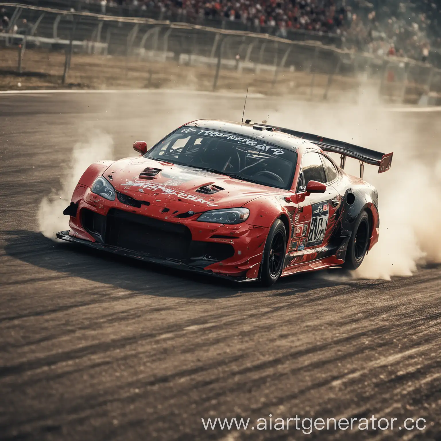 Closeup-of-Racing-Car-Drifting-on-Racing-Track-with-Special-Effects