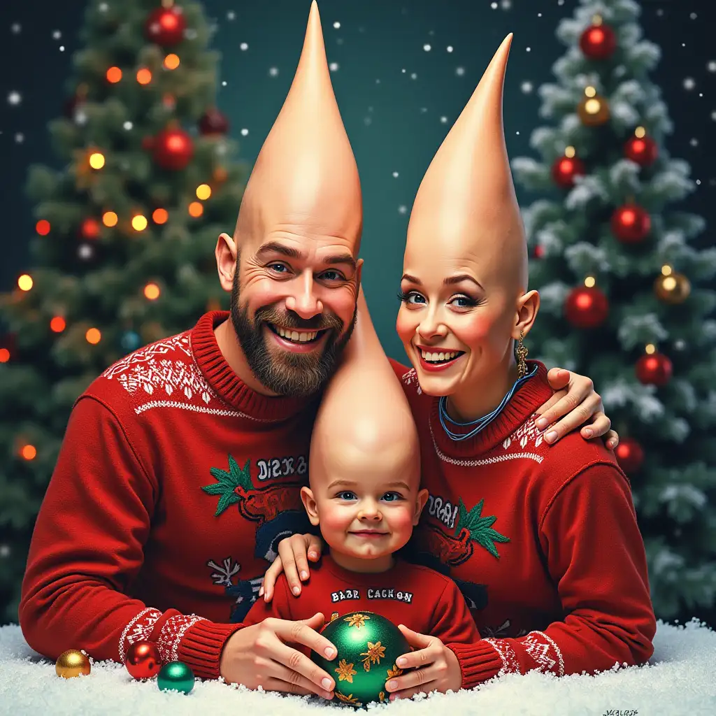 Conehead-Family-Celebrating-Christmas-with-Holiday-Cheer