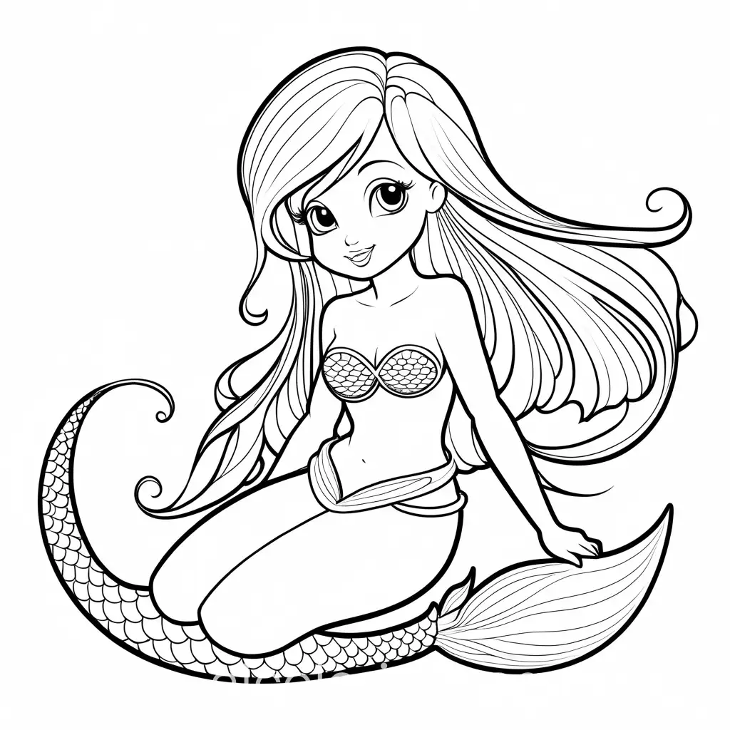 Easy-Mermaid-Coloring-Page-for-Kids-Simple-Line-Art-on-White-Background