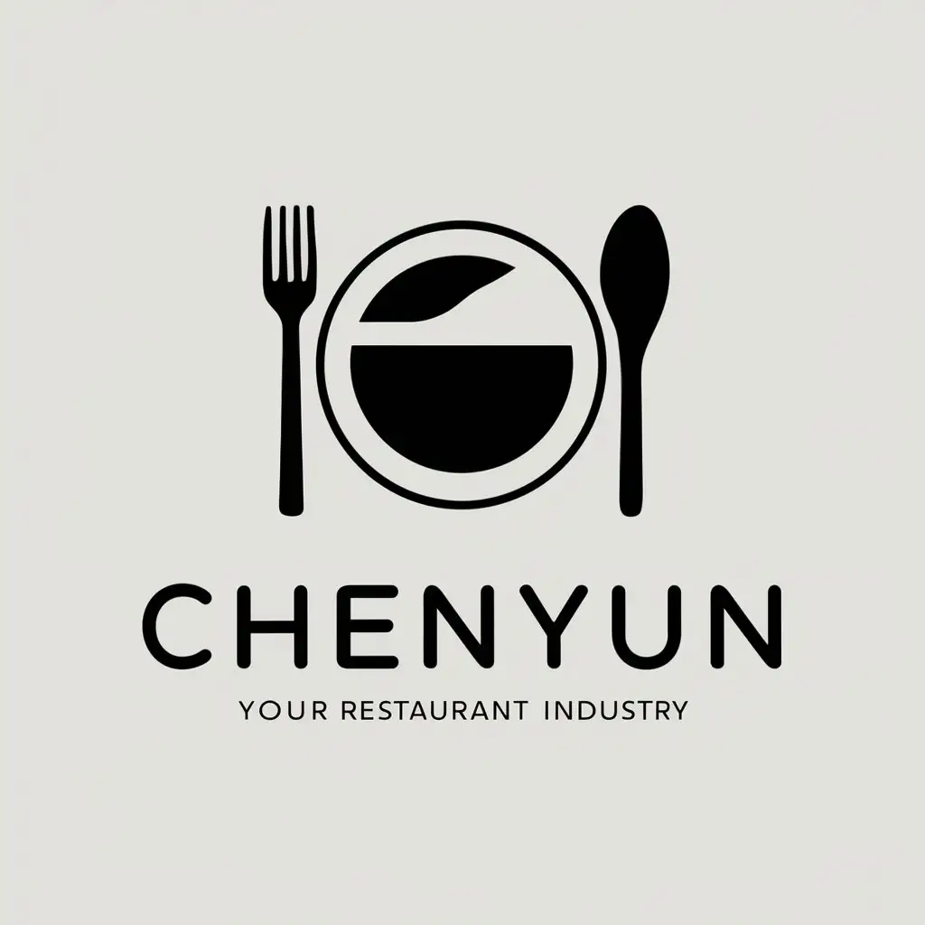 a vector logo design,with the text "CHENYUN", main symbol:stainless steel tableware,Minimalistic,be used in Restaurant industry,clear background