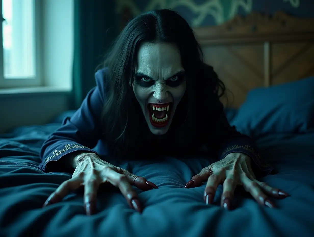 Terrifying-Vampire-Woman-with-BloodStained-Fangs-in-Dark-Setting