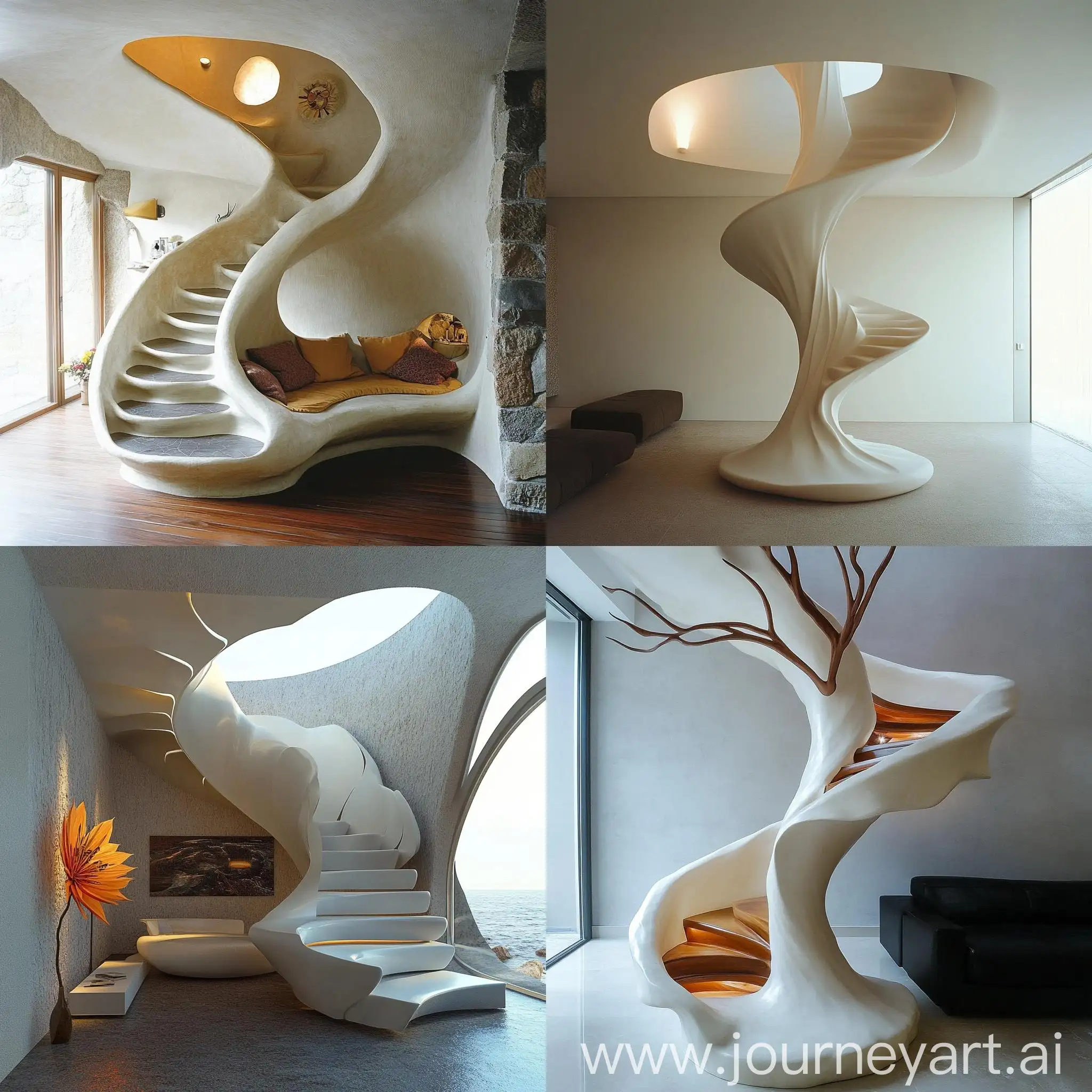 Spiral-Staircase-Flower-Design-with-Understairs-Resting-Area