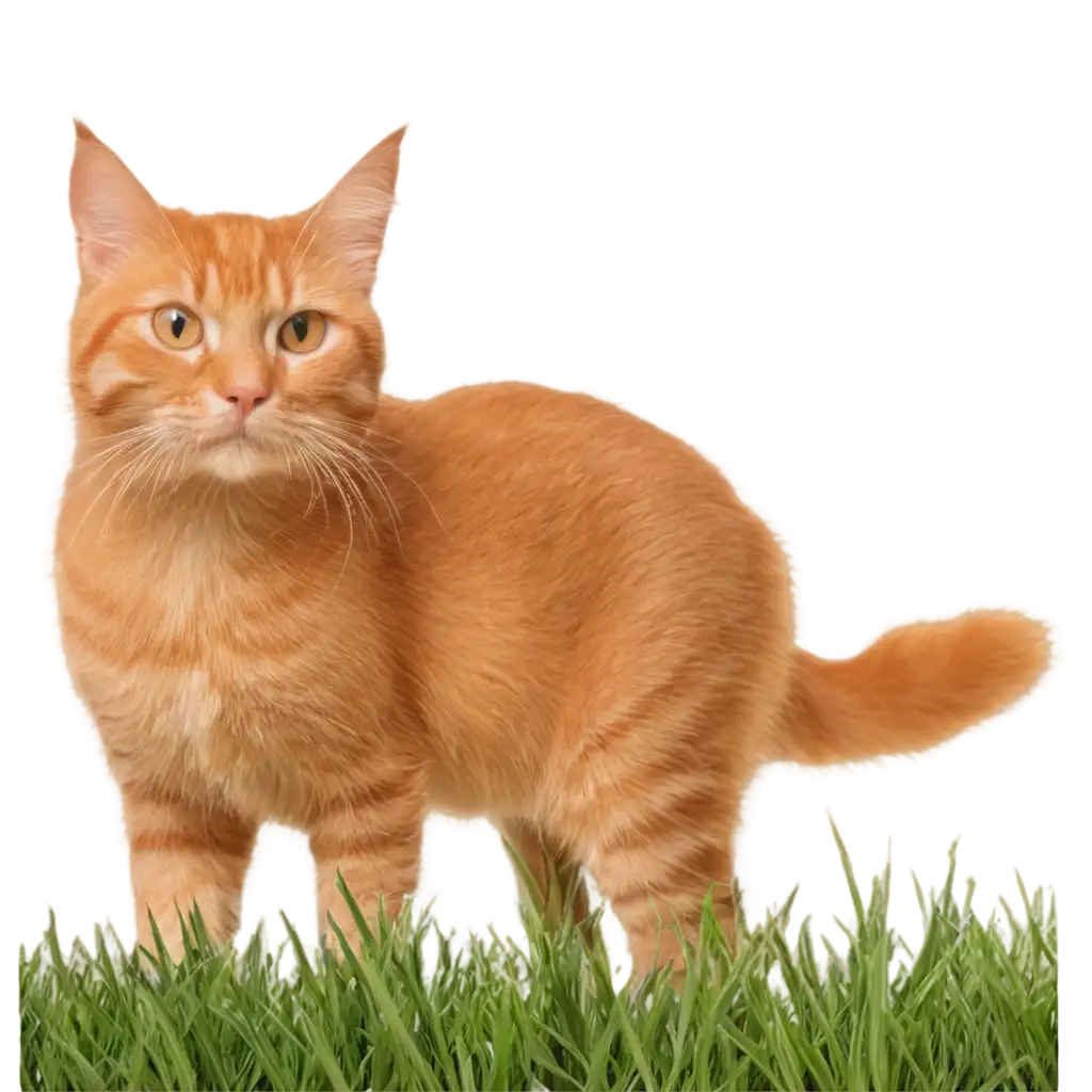 Orange-Cat-in-Grass-PNG-Image-HighQuality-Transparent-File-for-Versatile-Use