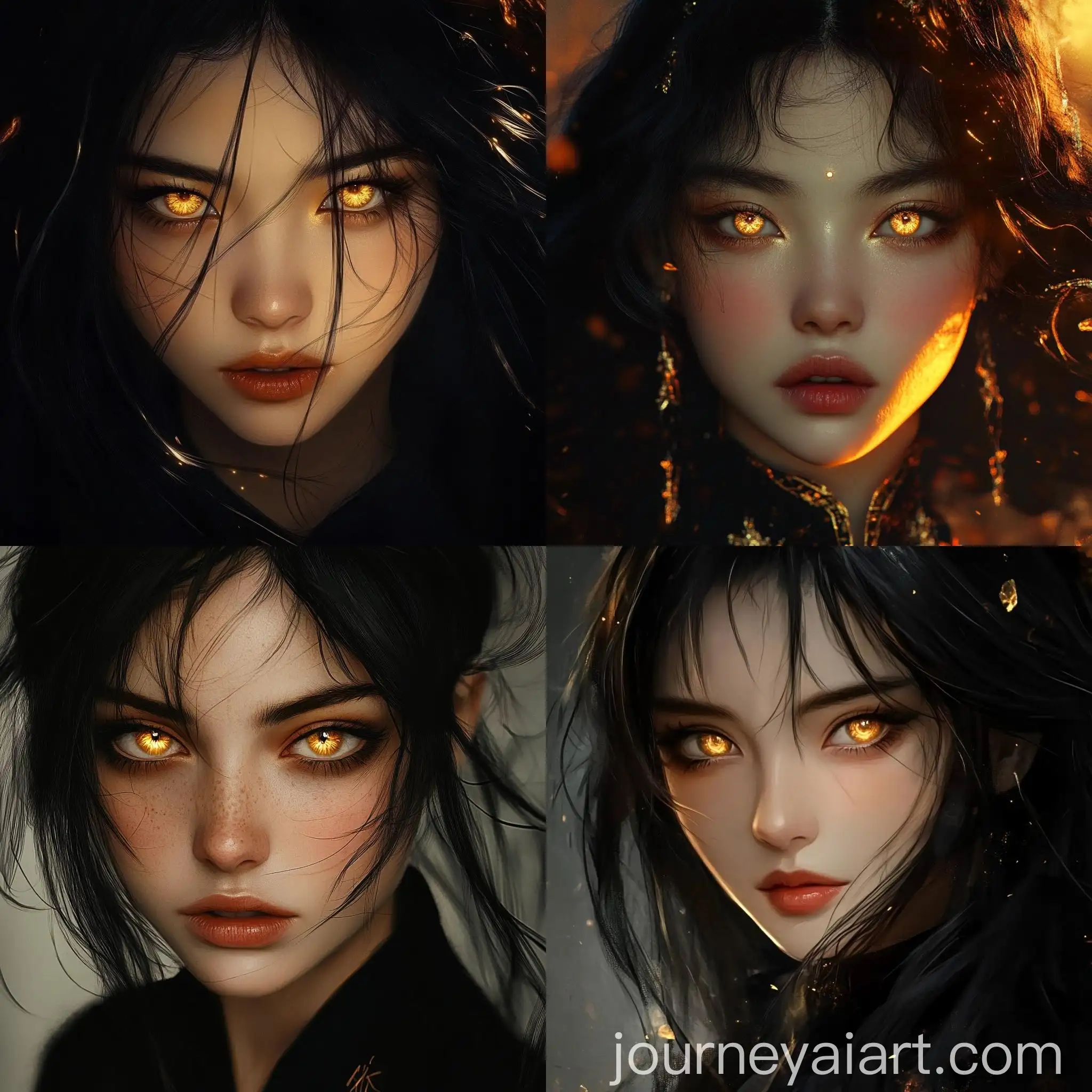 Digital-Art-of-a-Young-Woman-with-Black-Hair-and-Golden-Eyes