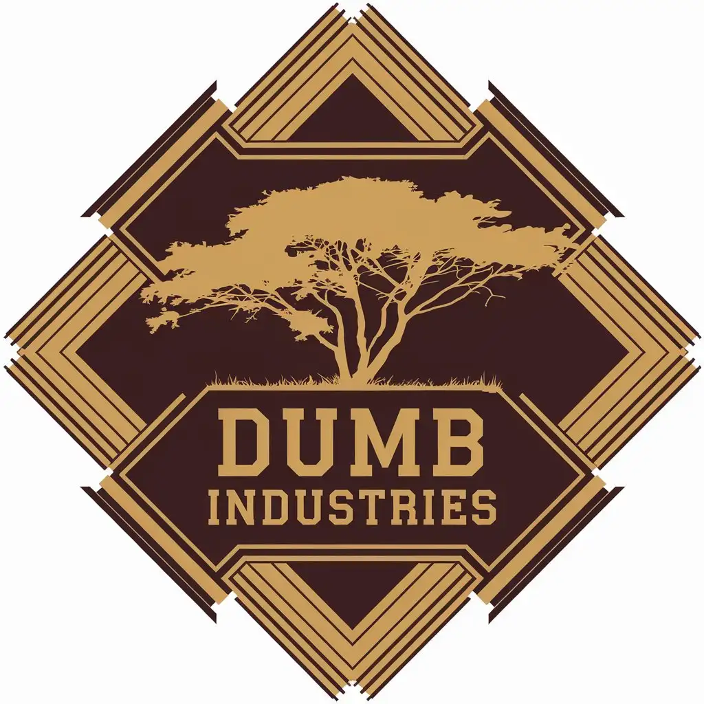 LOGO Design for Dumb Industries Vector Design Featuring Acacia Tree Silhouette for Construction Industry