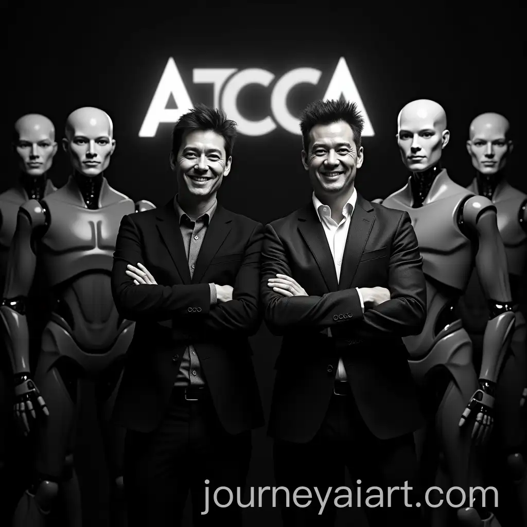 Stylish-Men-in-Suits-Standing-with-AI-Robots-Against-Glowing-Typography