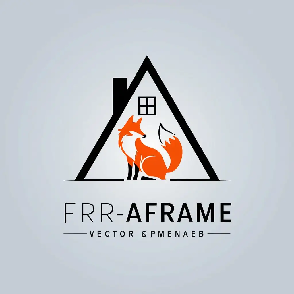 LOGO-Design-For-Frfraframe-Minimalistic-Fox-on-AFrame-House-Background