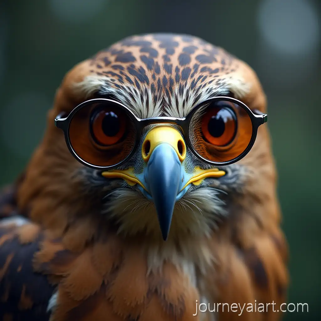 Portrait-of-a-Hawk-Wearing-Round-Glasses-in-Detailed-Realistic-Style