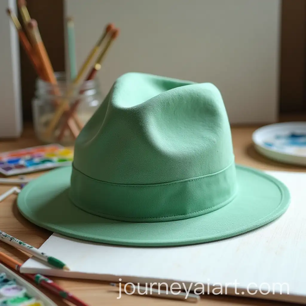 Artistic-Green-Hat-Surrounded-by-Creative-Tools