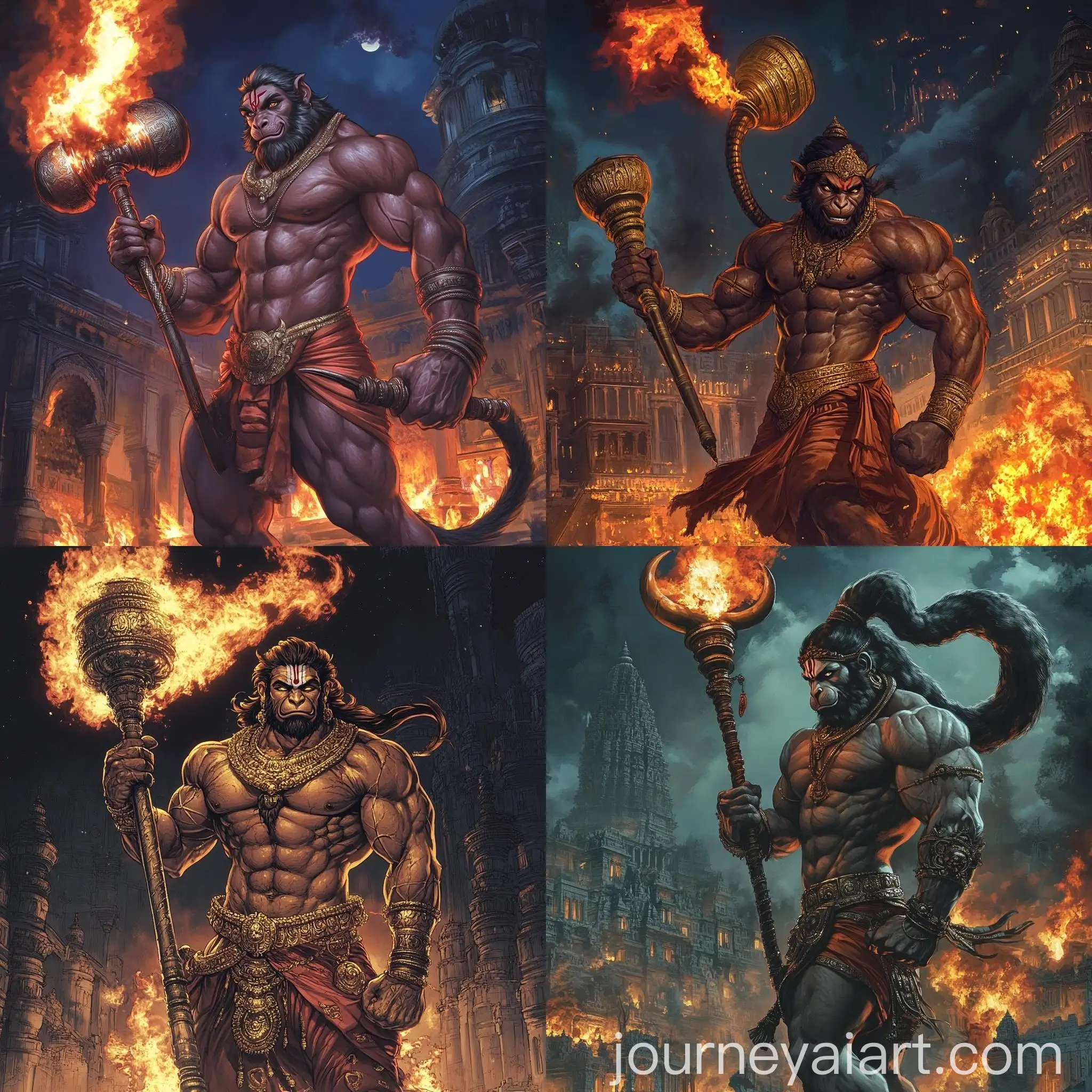 Muscular-Hanuman-with-Flaming-Mace-in-Comic-Book-Style