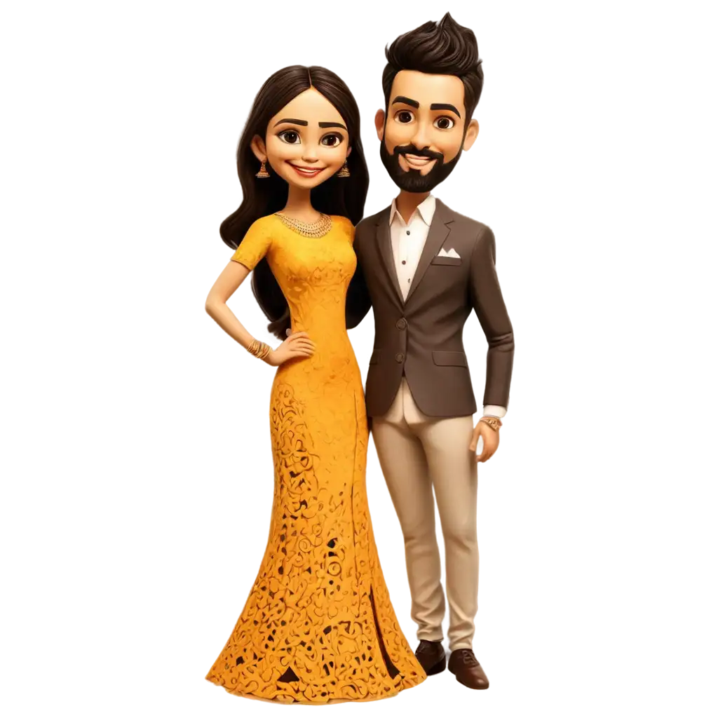 Haldi-Caricature-Bride-and-Groom-PNG-Vibrant-Wedding-Art-for-All-Occasions