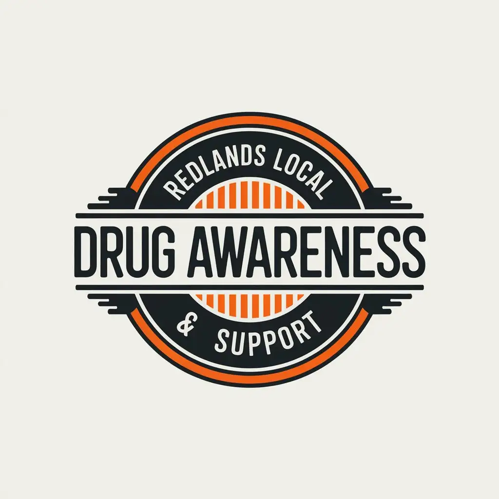 LOGO Design for Redlands Local Drug Awareness Support Circular Design in Orange Black