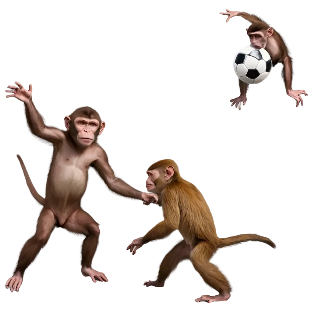 Playful-Monkeys-Playing-Soccer-in-Space-Engaging-PNG-Image-Creation