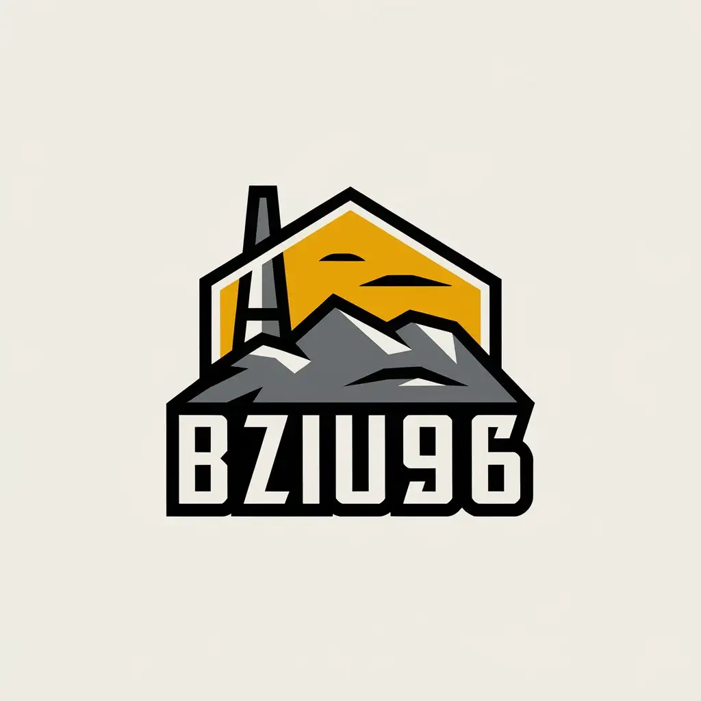 a vector logo design,with the text "BZU96", main symbol:Concrete plant . Logo filled with concrete.,Moderate,clear background