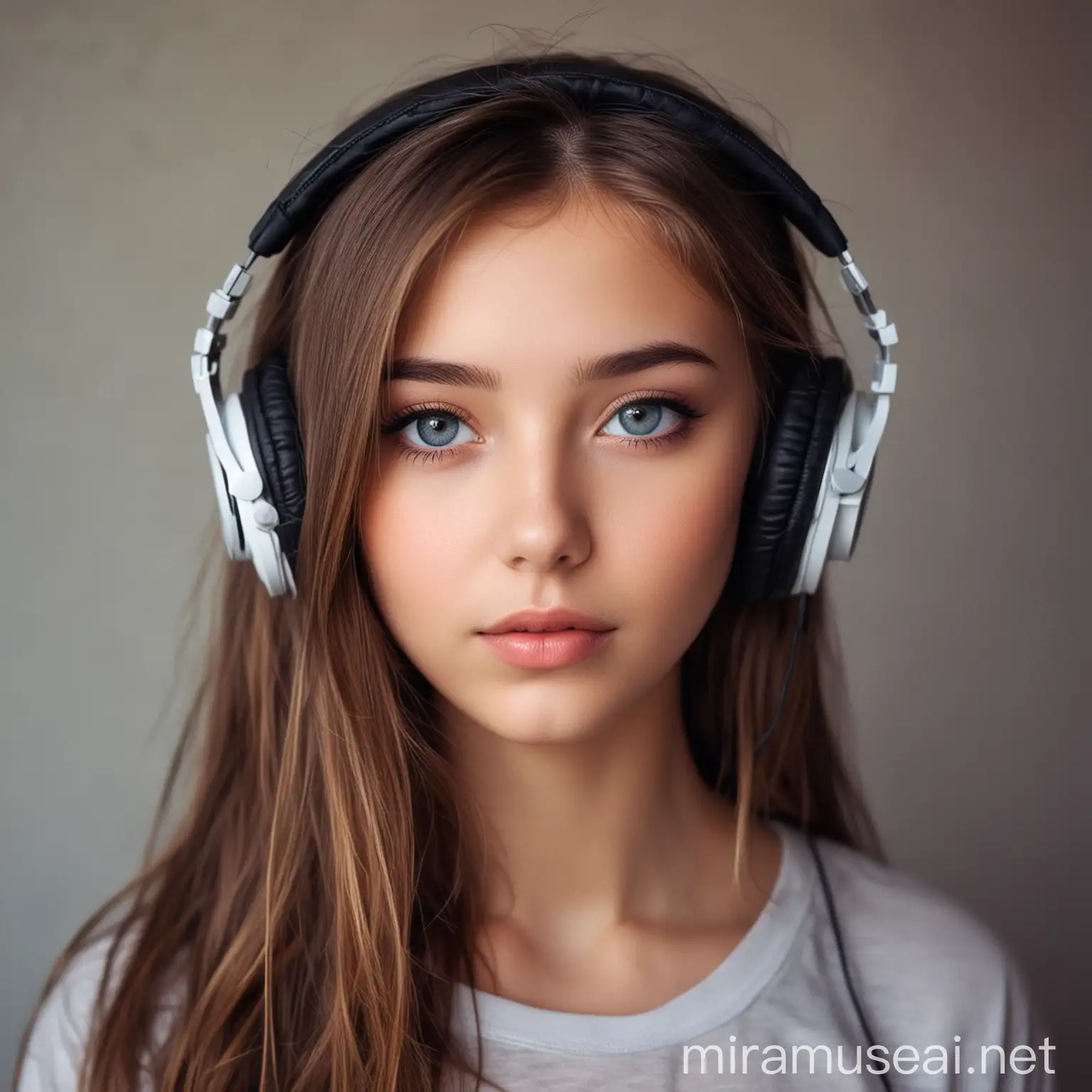 Young Woman Listening to Music with Headphones in Natural Setting