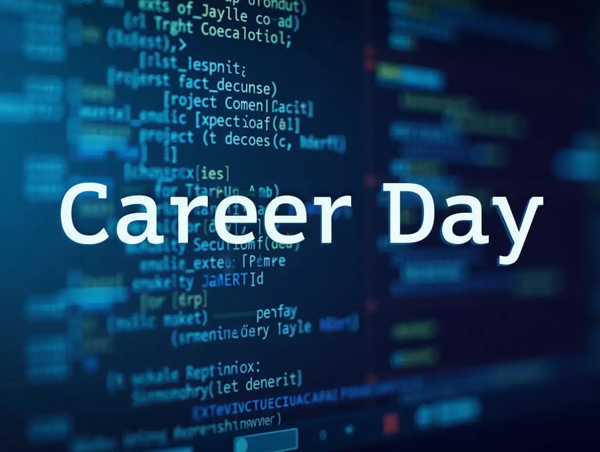 Design a banner for an Career day in partnership with a university. The banner should be IT related, programing code, cyber security etc.