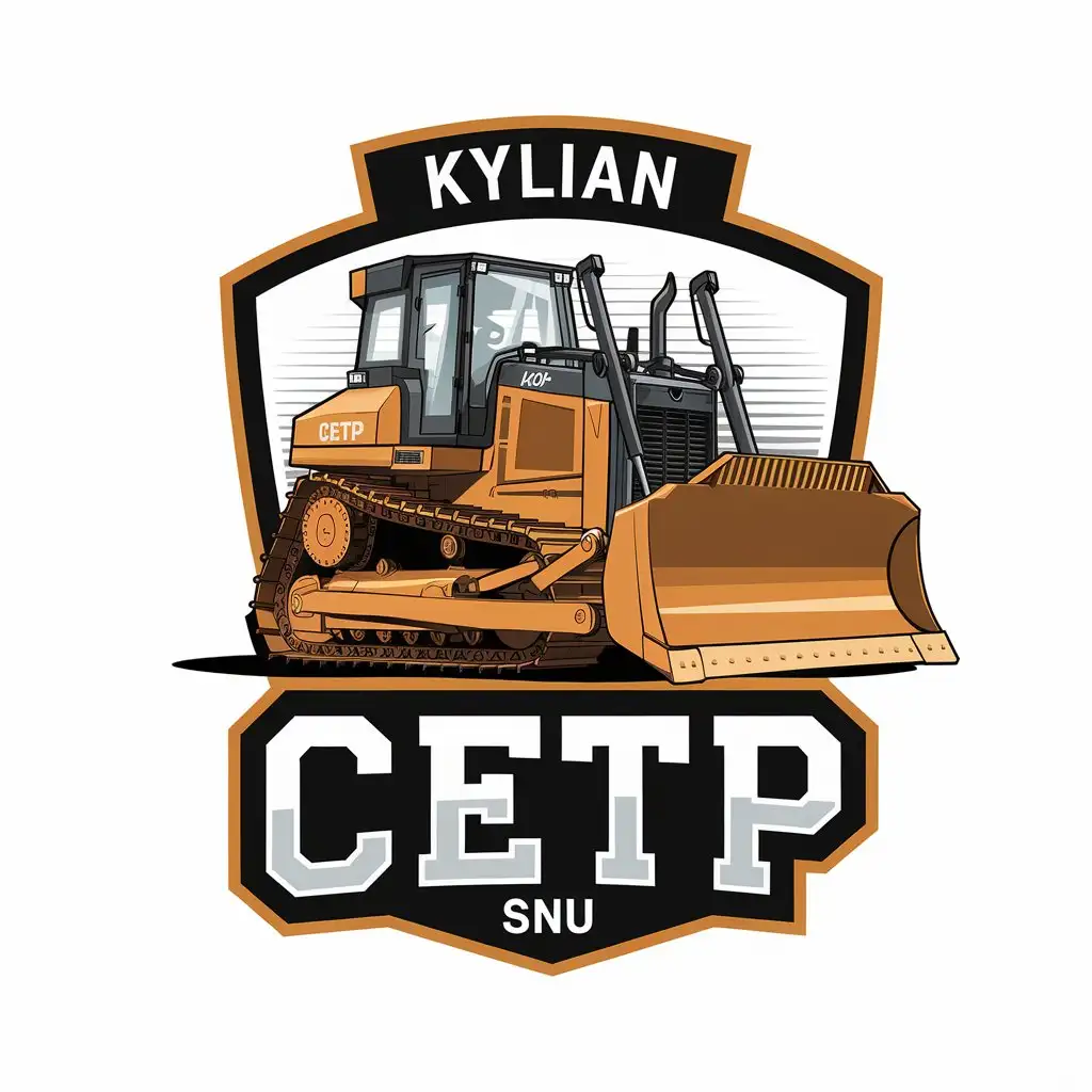 LOGO Design for CETP Bulldozer with Text on Ground and Kylian Above for Construction Industry