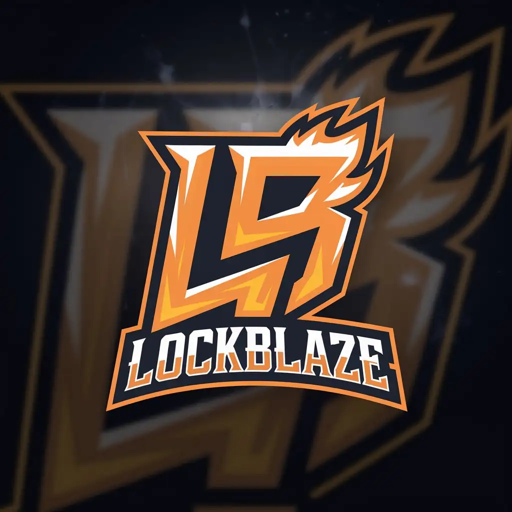 A professional esports gaming logo for a website called "LockBlaze". FPS and MOBA game theme.