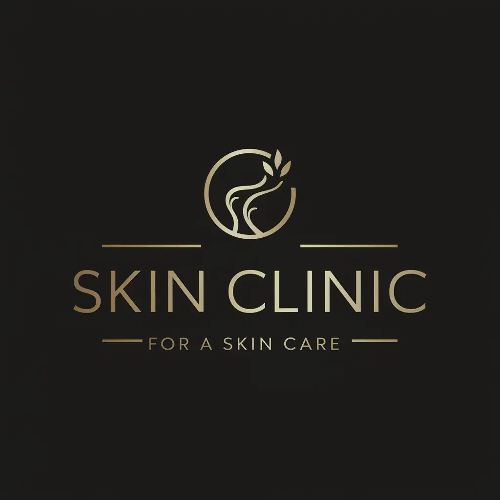 LOGO Design For Skin Clinic Gold Theme with Elegant Skin Care Symbol on Black Background