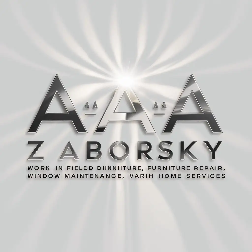 a logo design,with the text "A_A_A ZABORSKY", main symbol:Logo for work in the field of maintenance and service of windows, furniture, small repairs at home, home master, handyman, a picture with tools, the letters are laid in the names Anna Alexei Arina, surname Zaborsky. Light logo, letters expressive with silver inserts, photo light.,Moderate,be used in Construction industry,clear background