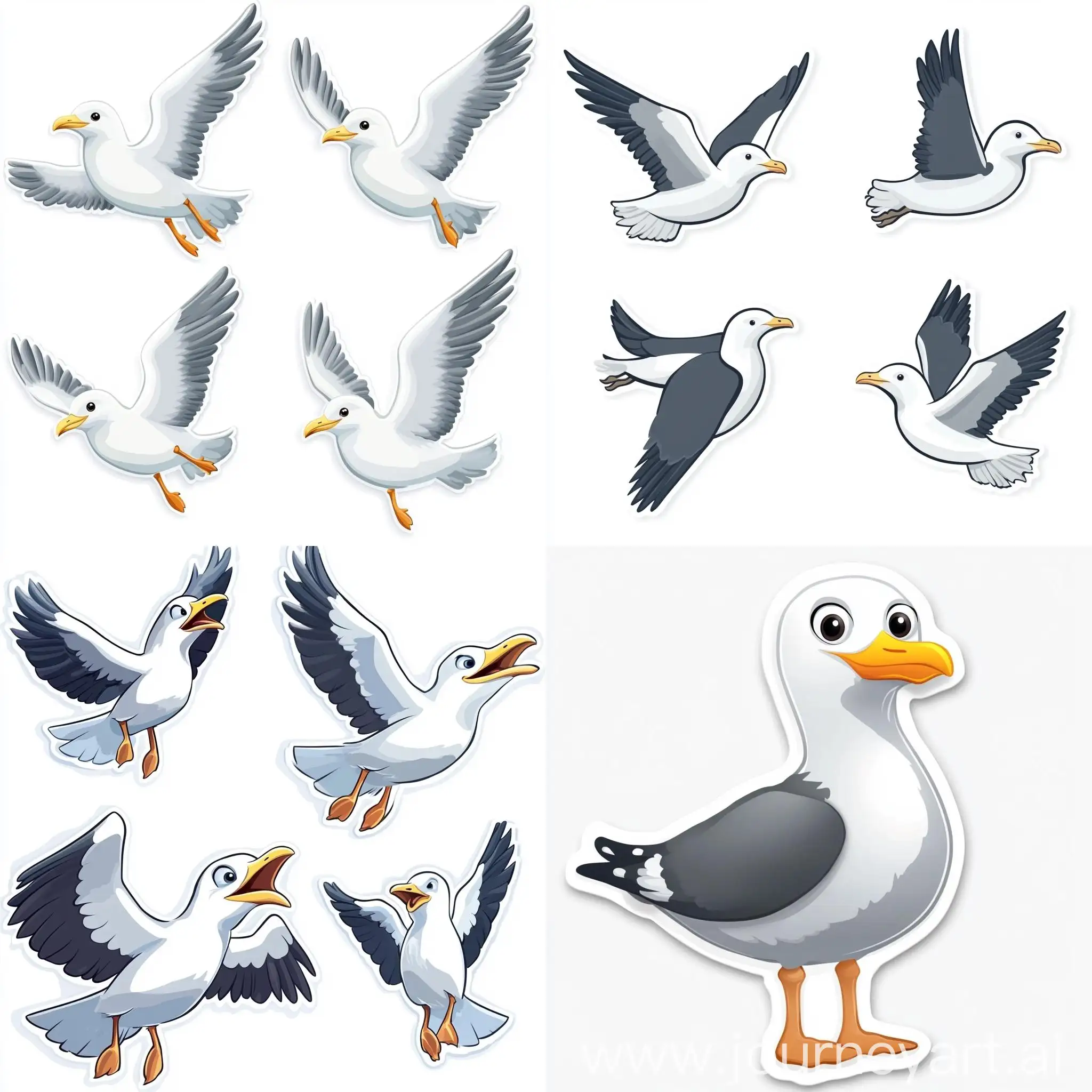 Sea-Gull-Emoji-Sticker-Pack-with-White-Stroke