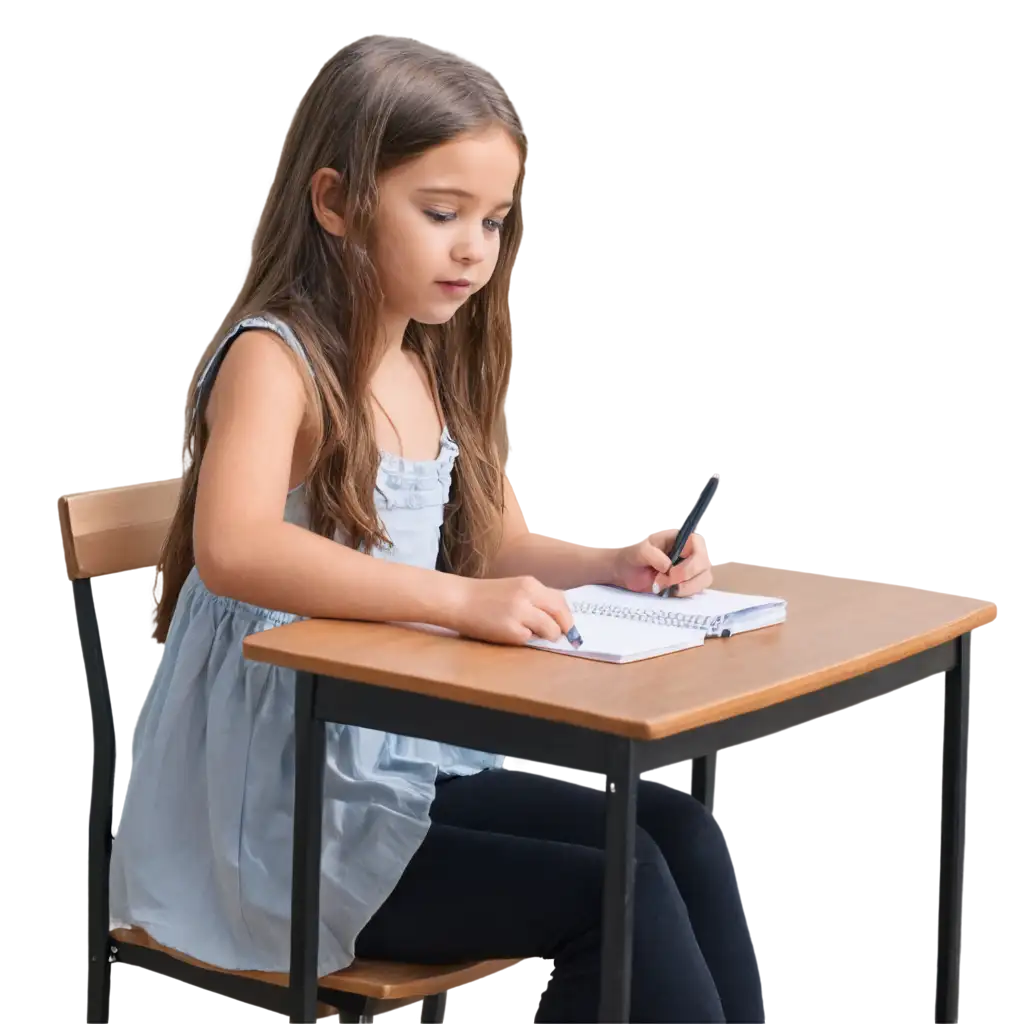 Girl-Writing-HighQuality-PNG-for-Creative-Projects