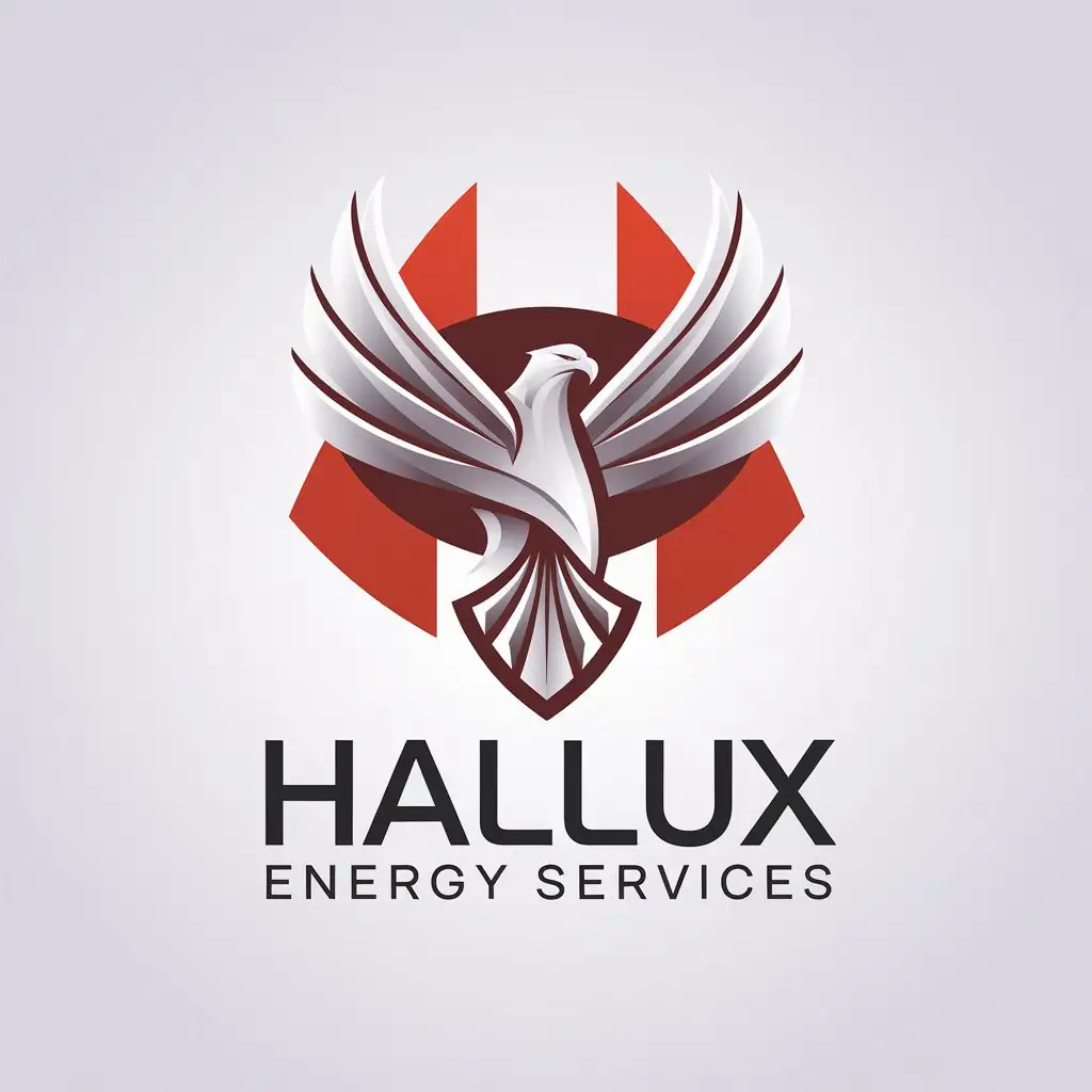 LOGO Design For Hallux Energy Services Bold Red Black Eagle Symbol